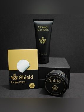 New! Shield Acne System for Men&Boys, Face Wash, Moisturizer, Pimple Patches